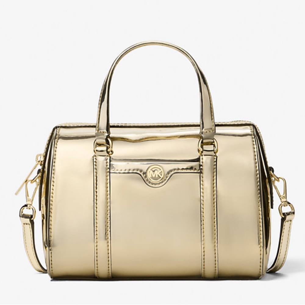 MICHAEL KORS Jet St Sm Metallic Convertible Crossbody Duffle XBODY Bag
Pale Gold